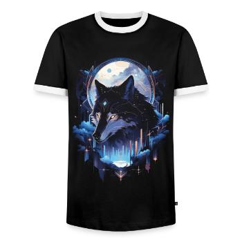 Majestätischer Wolf Wölfe - Männer Kontrast-T-Shirt - Schwarz/Weiß - Vorne - AI Model Female 172 light (172cm) & AI Model Male 178 light (178cm)