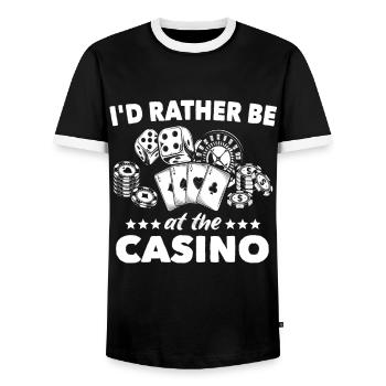 Casino Casinospieler - Männer Kontrast-T-Shirt - Schwarz/Weiß - Vorne - AI Model Female 172 light (172cm) & AI Model Male 178 light (178cm)