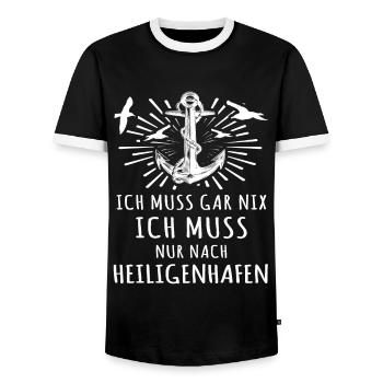 Heiligenhafen - Männer Kontrast-T-Shirt - Schwarz/Weiß - Vorne - AI Model Female 172 light (172cm) & AI Model Male 178 light (178cm)