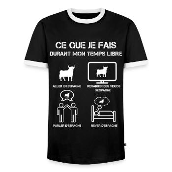 Freizeit Spanien Stier - Männer Kontrast-T-Shirt - Schwarz/Weiß - Vorne - AI Model Female 172 light (172cm) & AI Model Male 178 light (178cm)