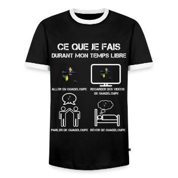 Freizeit Guadeloupe - Männer Kontrast-T-Shirt - Schwarz/Weiß - Vorne - AI Model Female 172 light (172cm) & AI Model Male 178 light (178cm)