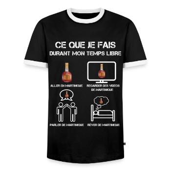 Free time Martinique rum - Men's Ringer Shirt - black/white - Front - AI Model Female 172 light (172cm) & AI Model Male 178 light (178cm)