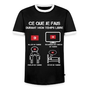 temps libre tunisie - T-shirt contrasté Homme - noir/blanc - Devant - AI Model Female 172 light (172cm) & AI Model Male 178 light (178cm)