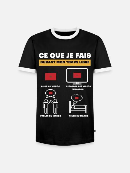 Marokko-Flagge in der Freizeit - Männer Kontrast-T-Shirt - Schwarz/Weiß