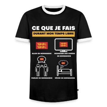 normandie drapeau durant temps libre - T-shirt contrasté Homme - noir/blanc - Devant - AI Model Female 172 light (172cm) & AI Model Male 178 light (178cm)