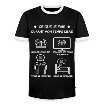 cadeau normandie viking temps libre voyage - T-shirt contrasté Homme - noir/blanc - Devant - AI Model Female 172 light (172cm) & AI Model Male 178 light (178cm)