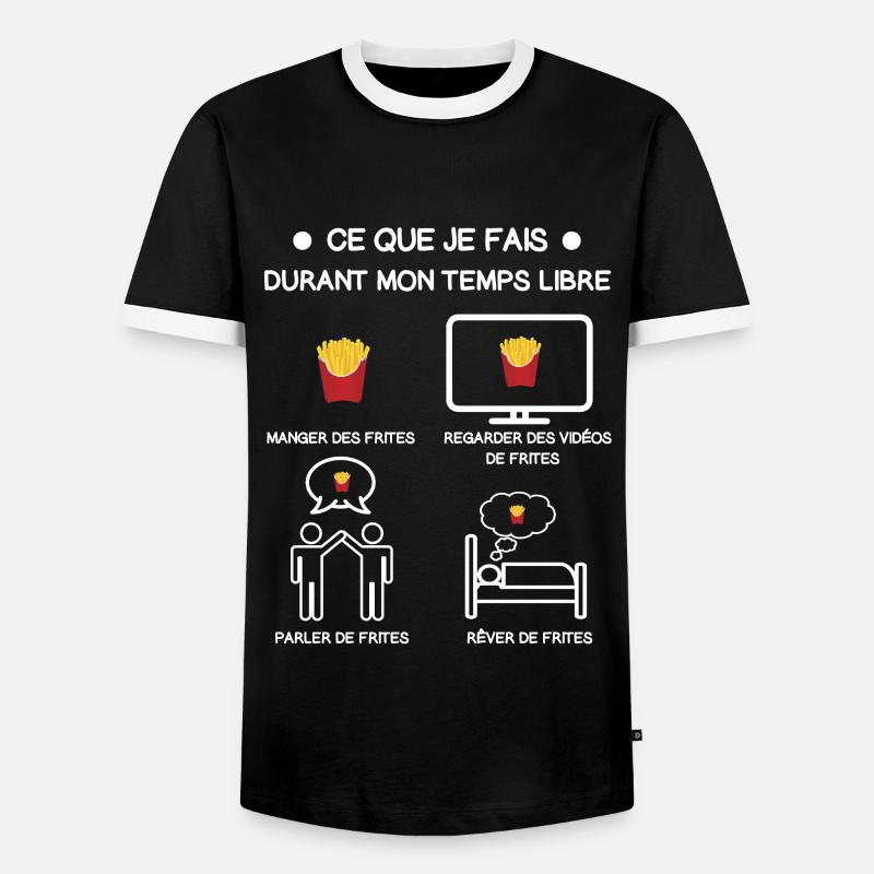 Freizeit Geschenk Pommes - Männer Kontrast-T-Shirt - Schwarz/Weiß