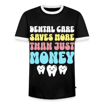 Zahnarzt Dentiste Soins dentaires - T-shirt contrasté Homme - noir/blanc - Devant - AI Model Female 172 light (172cm) & AI Model Male 178 light (178cm)