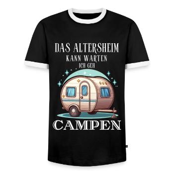 Camping Rentner Ruhestand Campingplatz Kollege Fun - Männer Kontrast-T-Shirt - Schwarz/Weiß - Vorne - AI Model Female 172 light (172cm) & AI Model Male 178 light (178cm)