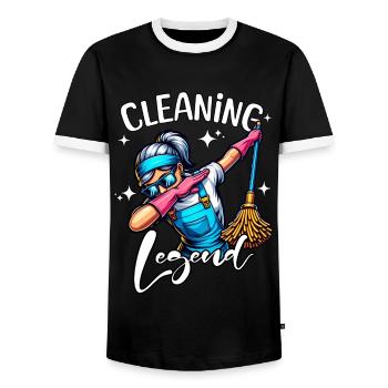Reinigungskraft Legende - Männer Kontrast-T-Shirt - Schwarz/Weiß - Vorne - AI Model Female 172 light (172cm) & AI Model Male 178 light (178cm)