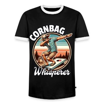 Cornhole Sac de maïs - T-shirt contrasté Homme - noir/blanc - Devant - AI Model Female 172 light (172cm) & AI Model Male 178 light (178cm)
