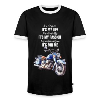 Motorcycle Chopper Motorcyclist Biker Lifestyle - Men's Ringer Shirt - black/white - Front - AI Model Female 172 light (172cm) & AI Model Male 178 light (178cm)