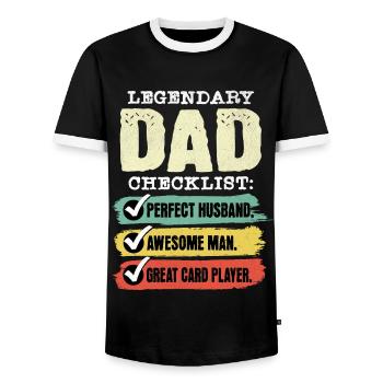 Papa Joueur de cartes Fête des pères - T-shirt contrasté Homme - noir/blanc - Devant - AI Model Female 172 light (172cm) & AI Model Male 178 light (178cm)