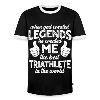 Best Triathlete Legend - Men's Ringer Shirt - black/white - Front - AI Model Female 172 light (172cm) & AI Model Male 178 light (178cm)
