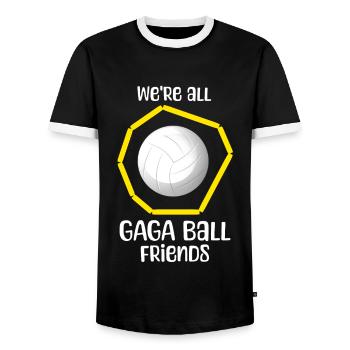 Gaga Ball Sprüche - Männer Kontrast-T-Shirt - Schwarz/Weiß - Vorne - AI Model Female 172 light (172cm) & AI Model Male 178 light (178cm)