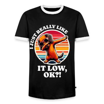 I Love Dachshund Saying - Men's Ringer Shirt - black/white - Front - AI Model Female 172 light (172cm) & AI Model Male 178 light (178cm)