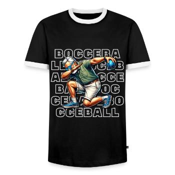 Boule de pétanque - T-shirt contrasté Homme - noir/blanc - Devant - AI Model Female 172 light (172cm) & AI Model Male 178 light (178cm)