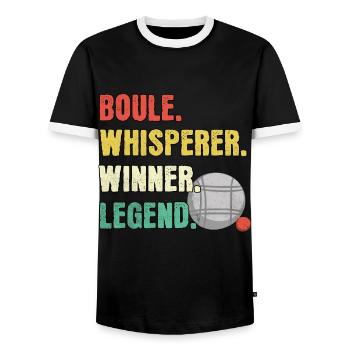 Boule Flüsterer Boule Legende - Männer Kontrast-T-Shirt - Schwarz/Weiß - Vorne - AI Model Female 172 light (172cm) & AI Model Male 178 light (178cm)