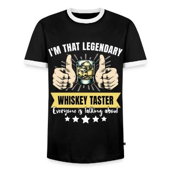 Buveur de whisky légendaire - T-shirt contrasté Homme - noir/blanc - Devant - AI Model Female 172 light (172cm) & AI Model Male 178 light (178cm)