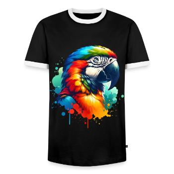 Papageie Sprüche - Männer Kontrast-T-Shirt - Schwarz/Weiß - Vorne - AI Model Female 172 light (172cm) & AI Model Male 178 light (178cm)
