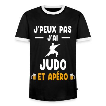 Judoka Ich kann nicht Ich kann keinen Judo-Aperitif haben - Männer Kontrast-T-Shirt - Schwarz/Weiß - Vorne - AI Model Female 172 light (172cm) & AI Model Male 178 light (178cm)