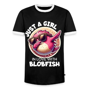 Mädchen Liebt Blobfisch - Männer Kontrast-T-Shirt - Schwarz/Weiß - Vorne - AI Model Female 172 light (172cm) & AI Model Male 178 light (178cm)