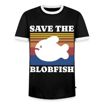 Sauvez Blobfish - T-shirt contrasté Homme - noir/blanc - Devant - AI Model Female 172 light (172cm) & AI Model Male 178 light (178cm)