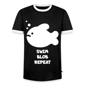 Blobfish Sayings Fish - Men's Ringer Shirt - black/white - Front - AI Model Female 172 light (172cm) & AI Model Male 178 light (178cm)