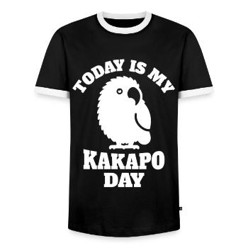 Nachtpapagei Kakapo - Männer Kontrast-T-Shirt - Schwarz/Weiß - Vorne - AI Model Female 172 light (172cm) & AI Model Male 178 light (178cm)