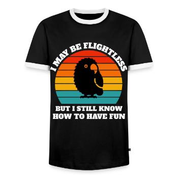 Funny Night Parrot Sayings - Men's Ringer Shirt - black/white - Front - AI Model Female 172 light (172cm) & AI Model Male 178 light (178cm)