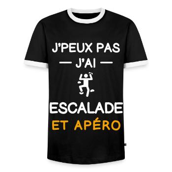 I can't I climbed aperitif climber - Men's Ringer Shirt - black/white - Front - AI Model Female 172 light (172cm) & AI Model Male 178 light (178cm)