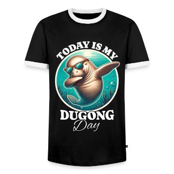 Seekuh Dugong - Männer Kontrast-T-Shirt - Schwarz/Weiß - Vorne - AI Model Female 172 light (172cm) & AI Model Male 178 light (178cm)