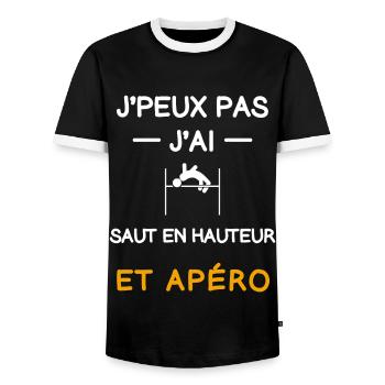 je peux pas j'ai saut en hauteur apéro athlète - T-shirt contrasté Homme - noir/blanc - Devant - AI Model Female 172 light (172cm) & AI Model Male 178 light (178cm)