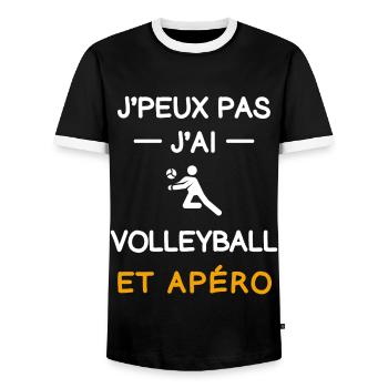 I can't I Volleyball Aperitif Volleyball Volleyball Spieler - Männer Kontrast-T-Shirt - Schwarz/Weiß - Vorne - AI Model Female 172 light (172cm) & AI Model Male 178 light (178cm)