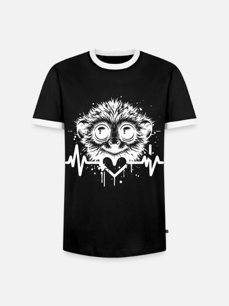 Tarsier Cardio Koboldmaki - Männer Kontrast-T-Shirt - Schwarz/Weiß