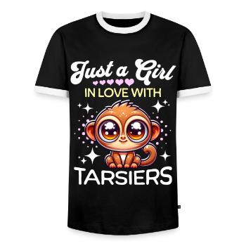 Koboldmaki Mädchen Tarsier - Männer Kontrast-T-Shirt - Schwarz/Weiß - Vorne - AI Model Female 172 light (172cm) & AI Model Male 178 light (178cm)