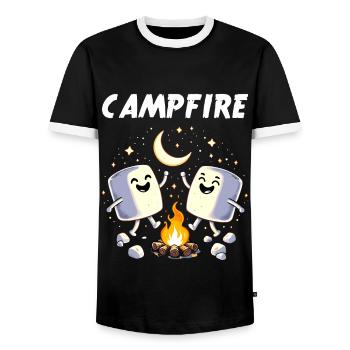 Camping Lagerfeuer Marshmallow Camper Lustig - Männer Kontrast-T-Shirt - Schwarz/Weiß - Vorne - AI Model Female 172 light (172cm) & AI Model Male 178 light (178cm)
