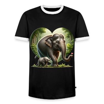 Dwarf elephant - Men's Ringer Shirt - black/white - Front - AI Model Female 172 light (172cm) & AI Model Male 178 light (178cm)