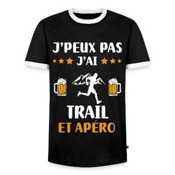 je peux pas j'ai trail apéro humour cadeau - T-shirt contrasté Homme - noir/blanc - Devant - AI Model Female 172 light (172cm) & AI Model Male 178 light (178cm)