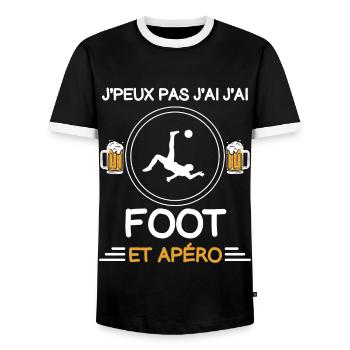 je peux pas j'ai foot apéro footballeur - T-shirt contrasté Homme - noir/blanc - Devant - AI Model Female 172 light (172cm) & AI Model Male 178 light (178cm)