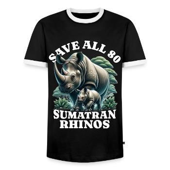 Save Rhino Nashorn - Männer Kontrast-T-Shirt - Schwarz/Weiß - Vorne - AI Model Female 172 light (172cm) & AI Model Male 178 light (178cm)