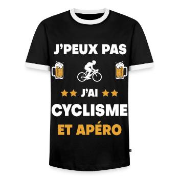 I can't I have cycling aperitif gift - Men's Ringer Shirt - black/white - Front - AI Model Female 172 light (172cm) & AI Model Male 178 light (178cm)