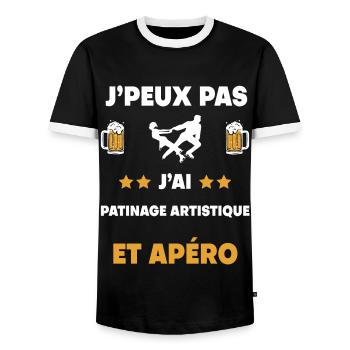je peux pas j'ai patinage artistique apéro cadeau - T-shirt contrasté Homme - noir/blanc - Devant - AI Model Female 172 light (172cm) & AI Model Male 178 light (178cm)
