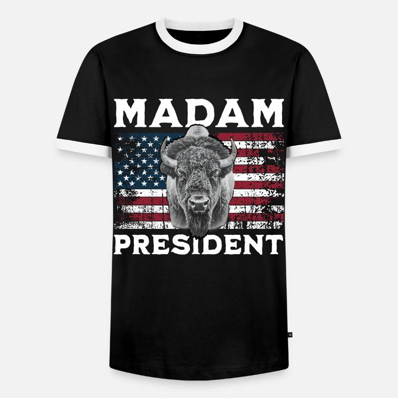 Bison US - Männer Kontrast-T-Shirt - Schwarz/Weiß