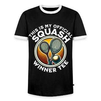 Squash Player - Men's Ringer Shirt - black/white - Front - AI Model Female 172 light (172cm) & AI Model Male 178 light (178cm)