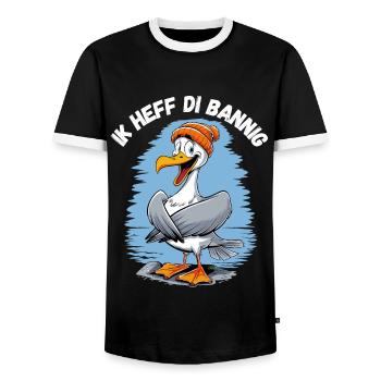 Hamburg Seagull I Love You Low German North Sea - Men's Ringer Shirt - black/white - Front - AI Model Female 172 light (172cm) & AI Model Male 178 light (178cm)