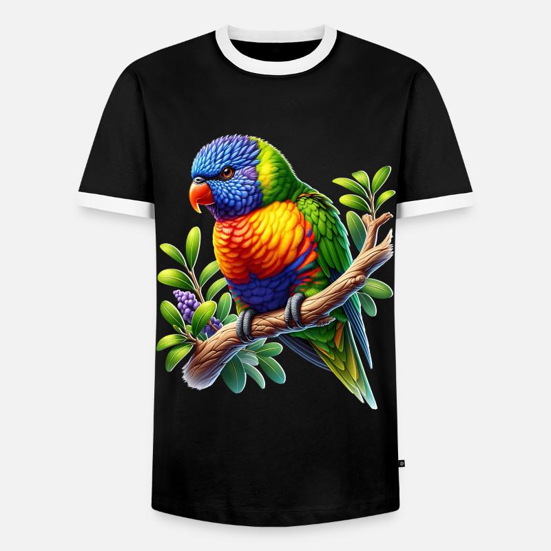 Regenbogenlori - Männer Kontrast-T-Shirt - Schwarz/Weiß