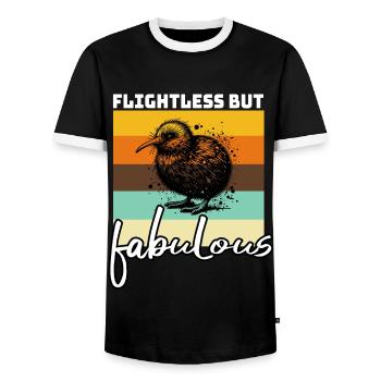 Dictons drôles d’oiseau kiwi - T-shirt contrasté Homme - noir/blanc - Devant - AI Model Female 172 light (172cm) & AI Model Male 178 light (178cm)