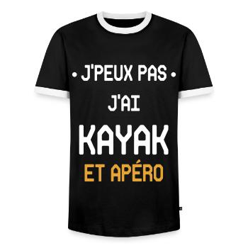 Ich kann kein Kajak und keinen Aperitif haben - Männer Kontrast-T-Shirt - Schwarz/Weiß - Vorne - AI Model Female 172 light (172cm) & AI Model Male 178 light (178cm)