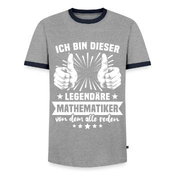 Mathematician Legend - Men's Ringer Shirt - grey/navy  - Front - AI Model Female 172 light (172cm) & AI Model Male 178 light (178cm)